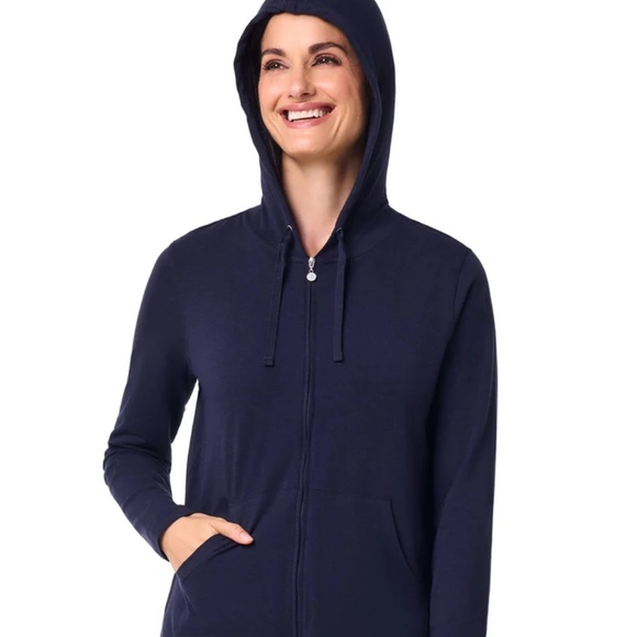 Coolibar Sz L Casual Zip Up Hoodie Navy ZnOTM Fabric UPF 50 Pockets - Picture 1 of 11
